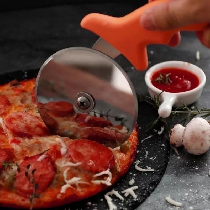 Stainless Steel Pizza Knife, Single Wheel Pizza Cut Tool, Kitchen Cake Tool, Super Sharp Pizza Slicer Stainless Steel Pizza Knife, Single Wheel Pizza Cut Tool, Kitchen Cake Tool, Super Sharp Pizza Slicer